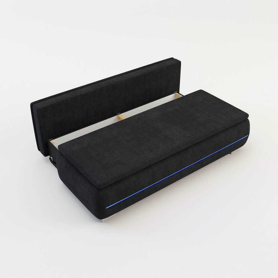 Sofa z listwą led czarna TEKLA - 6