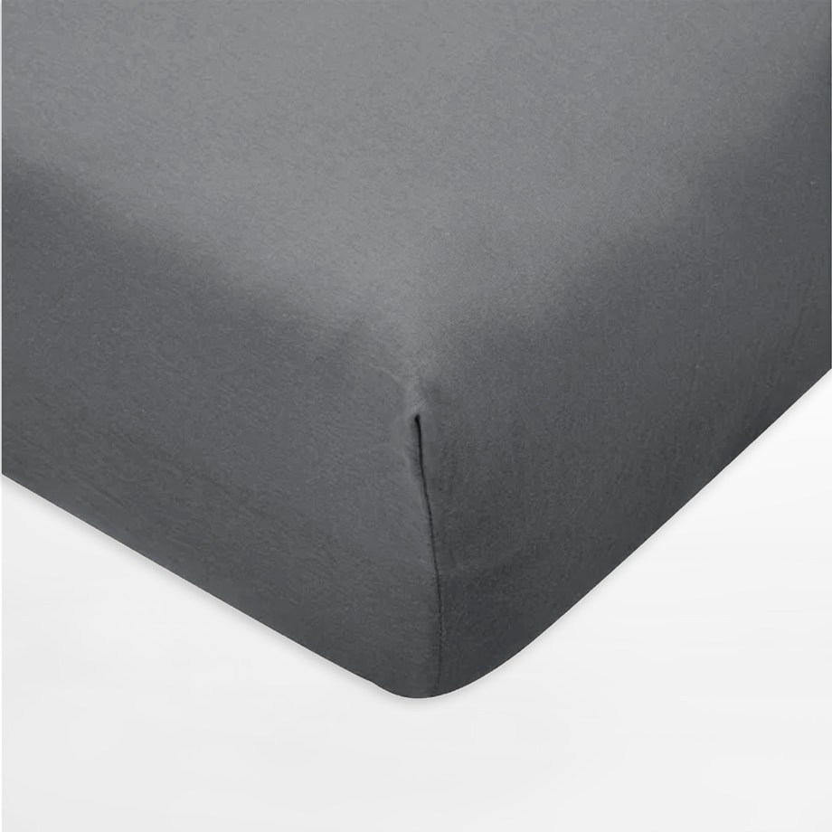 Prześcieradło jersey z gumką ciemnoszare IVETTE 90x200 cm - 1