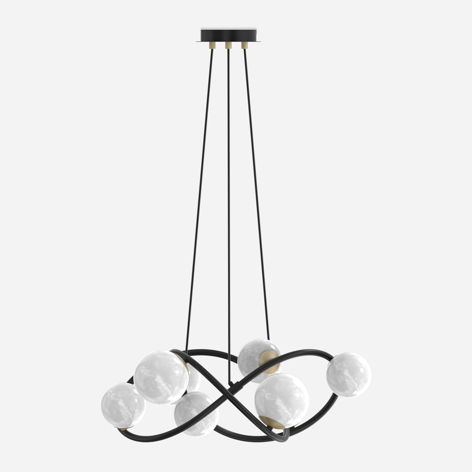 Lampa wisząca 8 kloszy kule czarno-złota NISYRO - 1