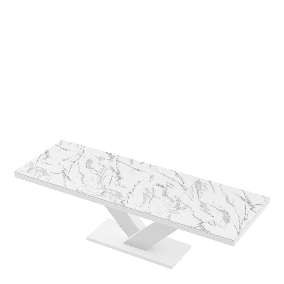 Stół rozkładany VICTORIA biały / nadruk marble marmur połysk - 1