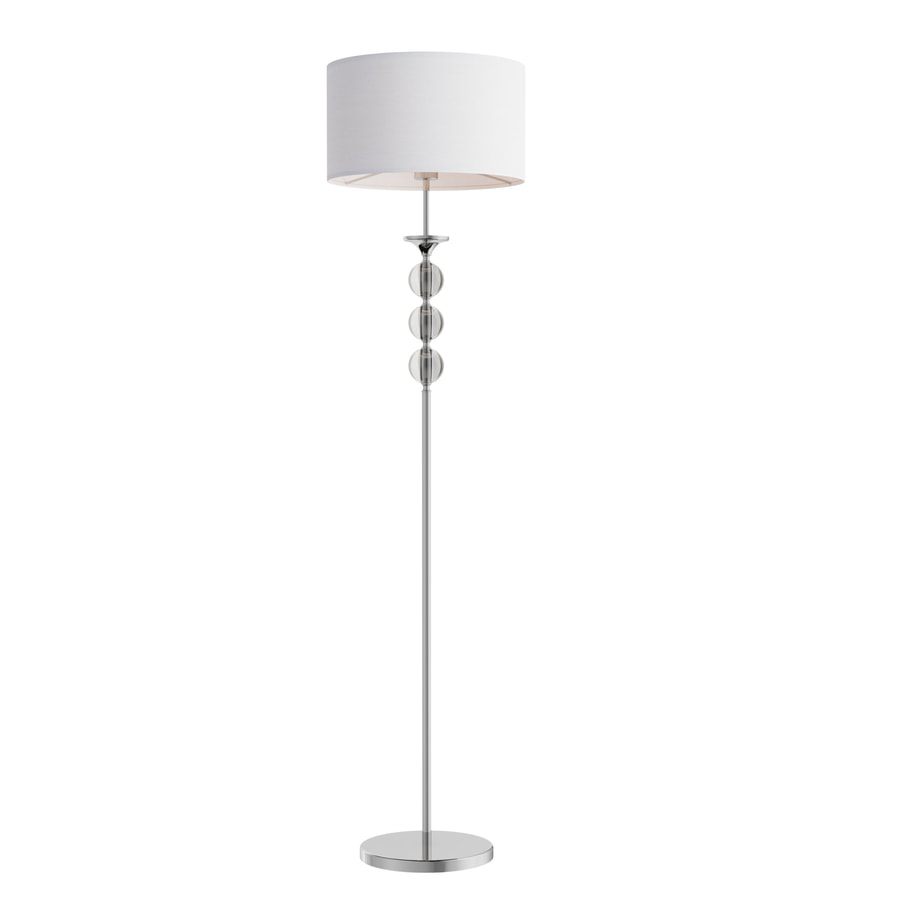 Lampa podłogowa ze szklaną ozdobą biały abażur REA - 1