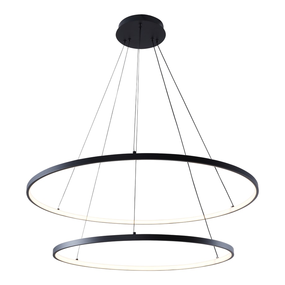 Lampa wisząca LED 2 pierścienie czarna BRENO 80 cm - 1