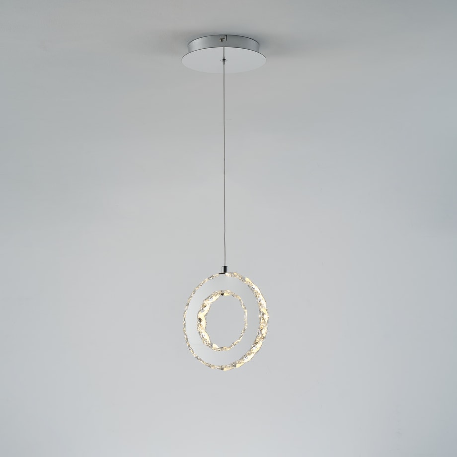 Lampa wisząca LED pierścień chrom GIRONA - 1