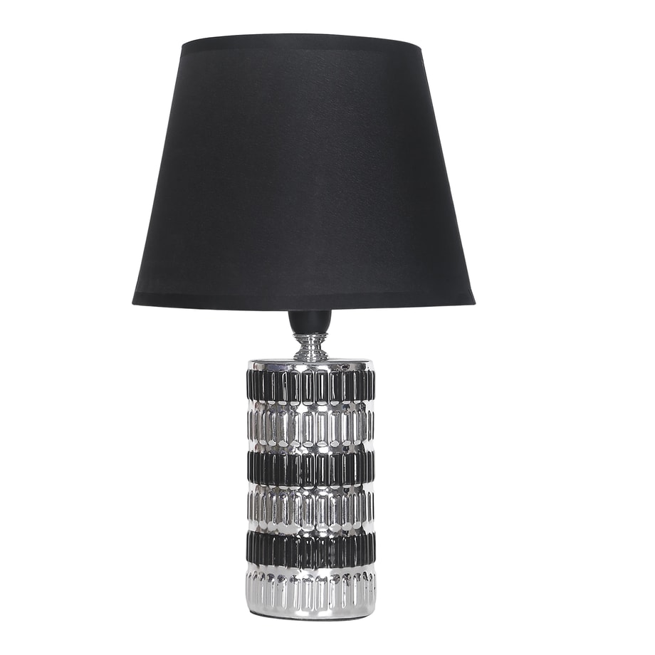 Lampa stołowa z abażurem srebrno-czarna 31 cm - 1