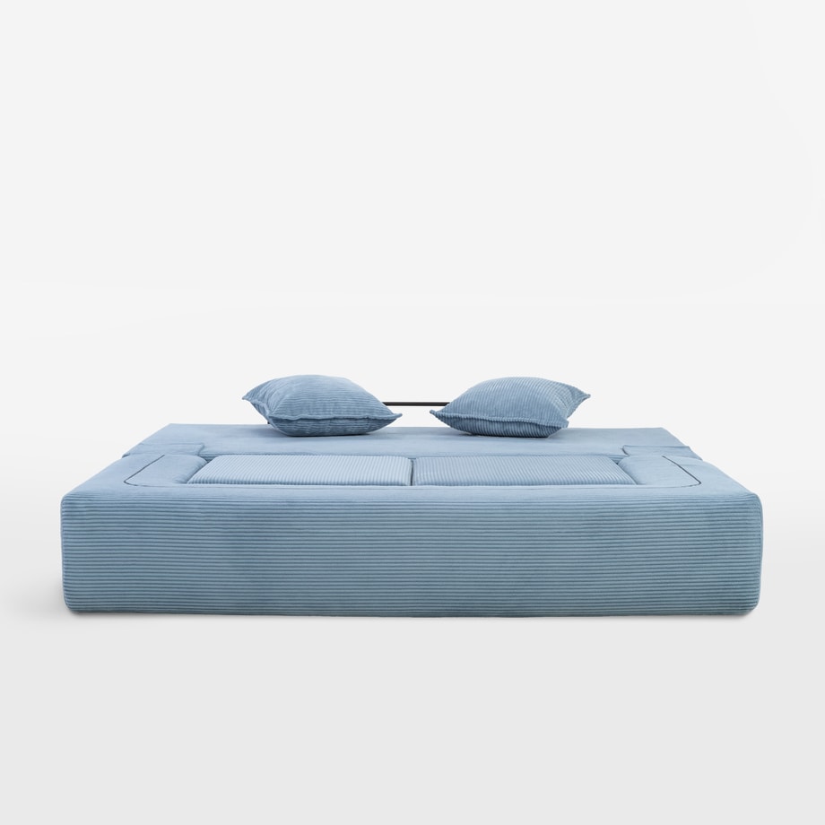 Sofa 3-osobowa z 2 pufami jasnoniebieska CITY - 3