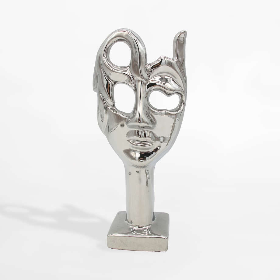 Figurka dekoracyjna srebrna maska 24,5 cm - 1
