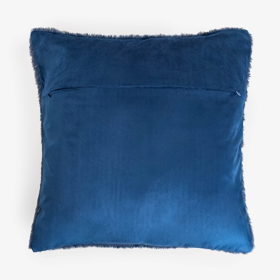 Poszewka futrzasta glamour ciemnoniebieska SHINE 45x45 cm - 2
