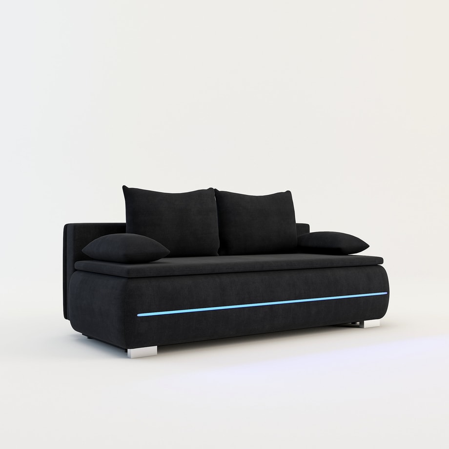 Sofa z listwą led czarna TEKLA - 3