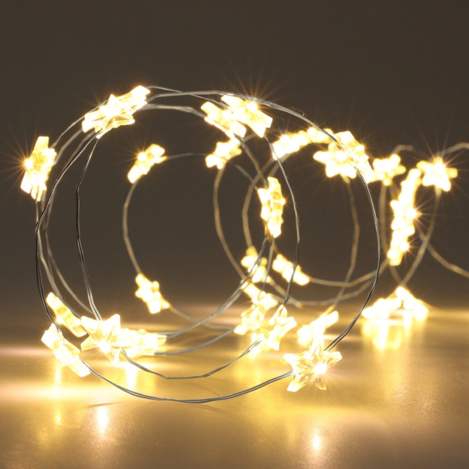 Lampki choinkowe gwiazdki LED 20 szt, ciepłe światło - 1