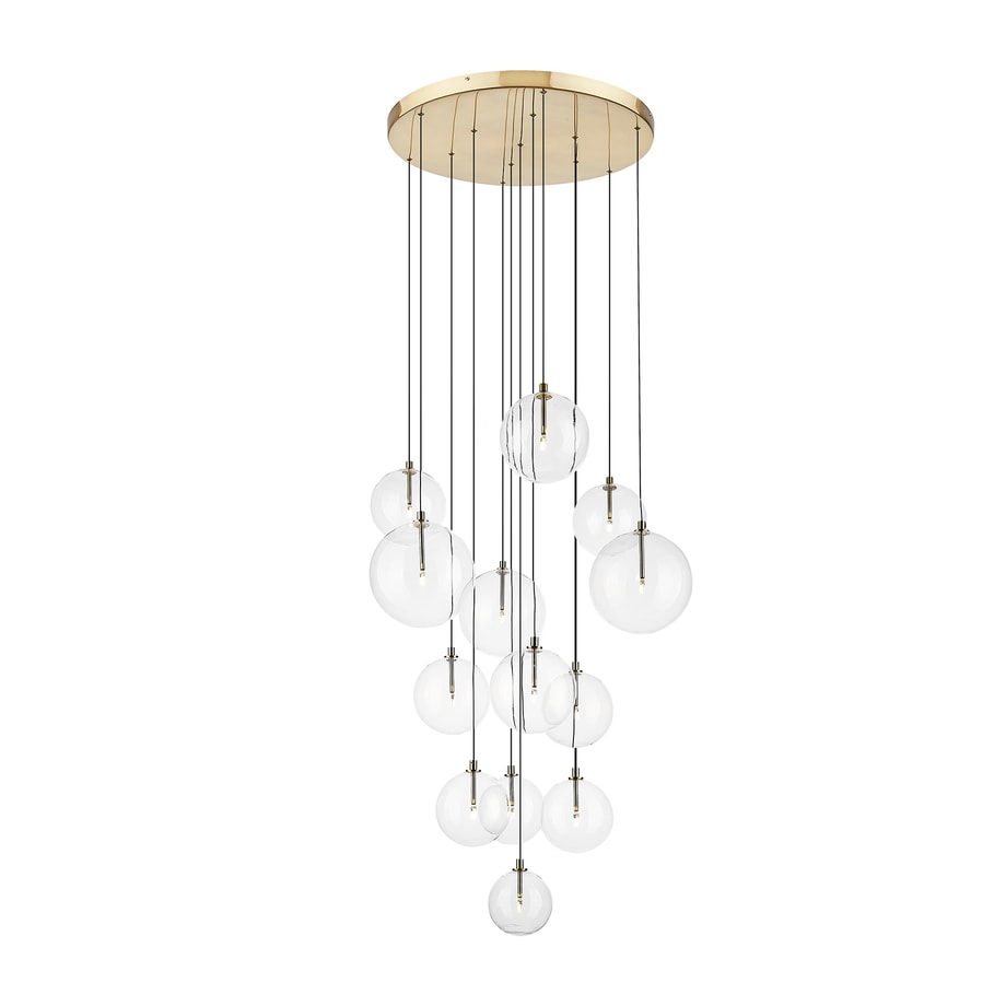 Lampa wisząca 13 kulistych kloszy mosiądz MILAN - 1