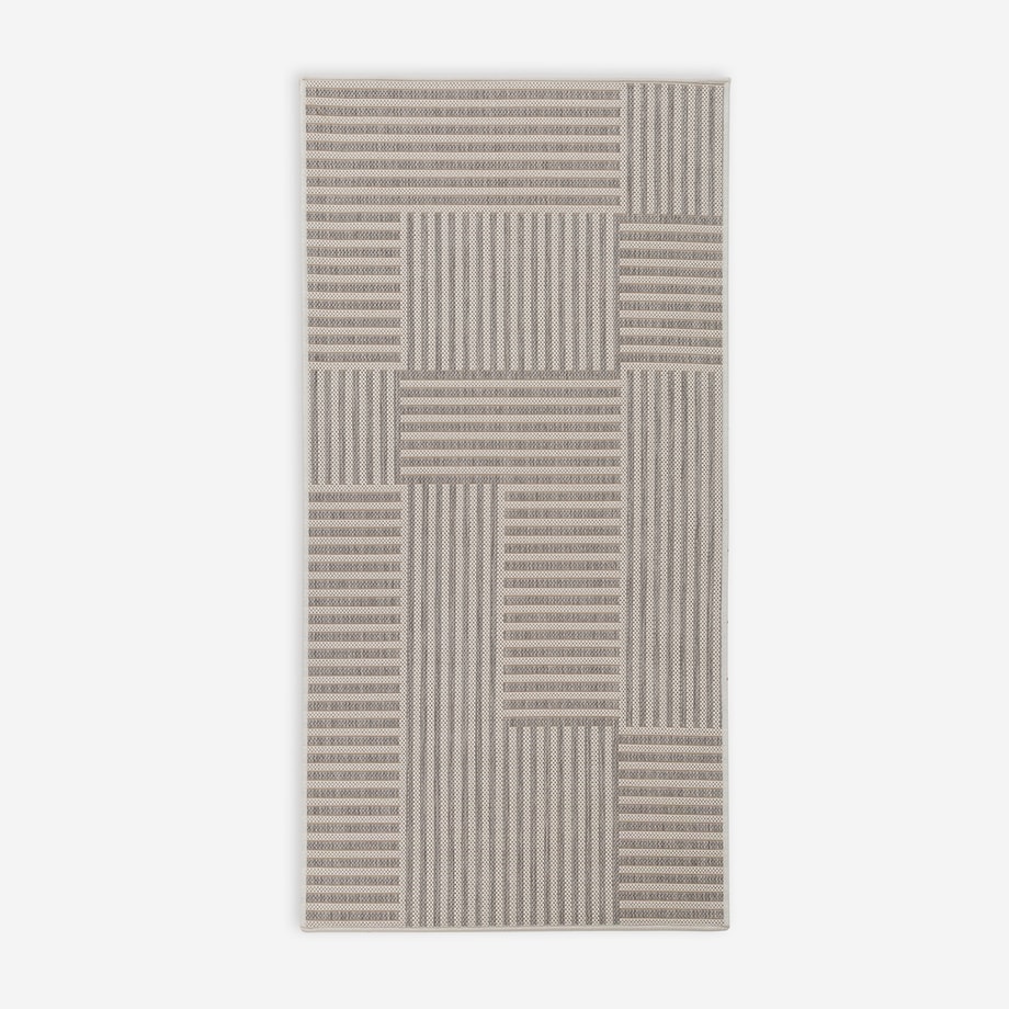 Dywan geometryczny RETRO, kremowo-szary, 80x150 cm - 1