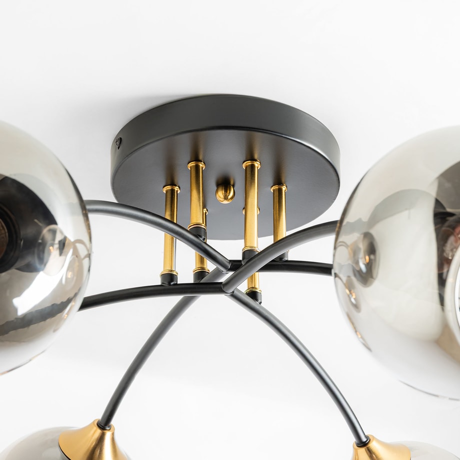 Lampa sufitowa 6 kloszy czarno-złota MEGAN - 4