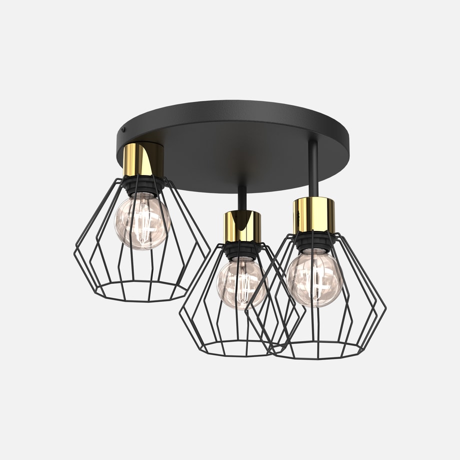 Lampa sufitowa czarno-złota PARKLA BASKET III - 1