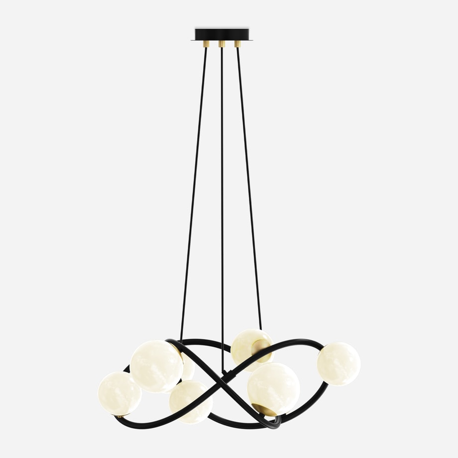 Lampa wisząca 8 kloszy kule czarno-złota NISYRO - 3