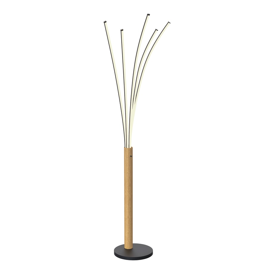 Lampa podłogowa LED VELDEN czarna drewniana - 1