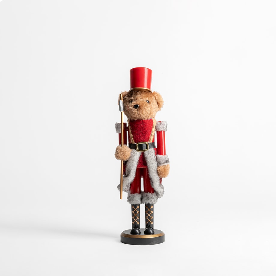 Figurka ŚWIĄTECZNY MIŚ czerwono-brązowy 28 cm - 1