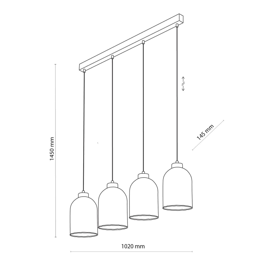 Lampa wisząca listwa 4 klosze transparent SATIPO 4 - 7