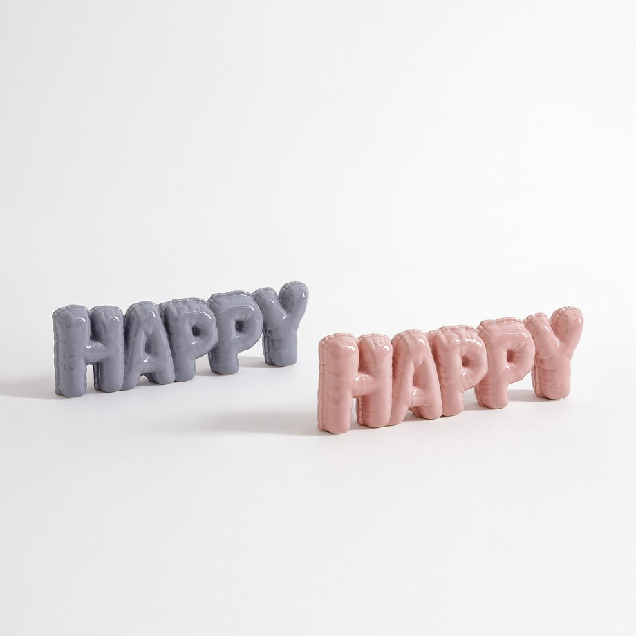 Dekoracja napis HAPPY szary - zdjęcie 3