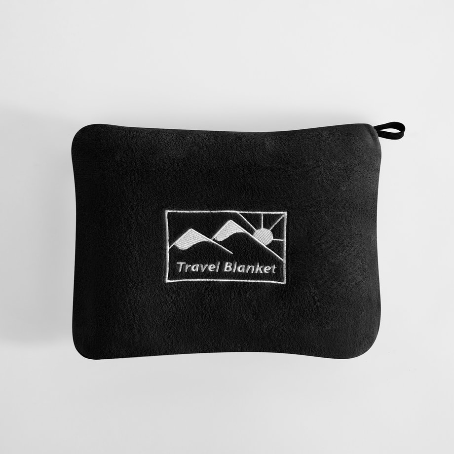 Koc podróżny 2w1, czarny, TRAVEL BLANKET 130x160 cm - 1