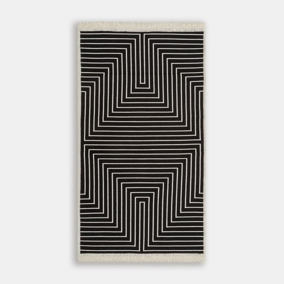 Dywan geometryczny EVIUM, czarny, 80x150 cm - 1