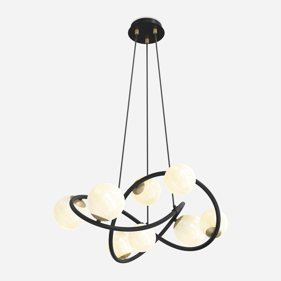 Lampa wisząca 8 kloszy kule czarno-złota NISYRO - 5