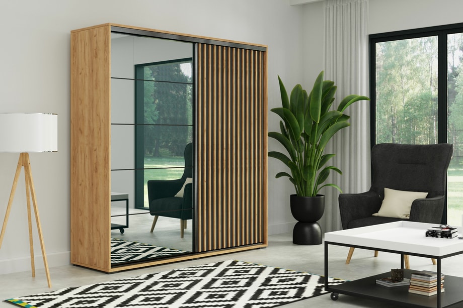 Szafa z lamelami i lustrem LIMA 200 cm - 3