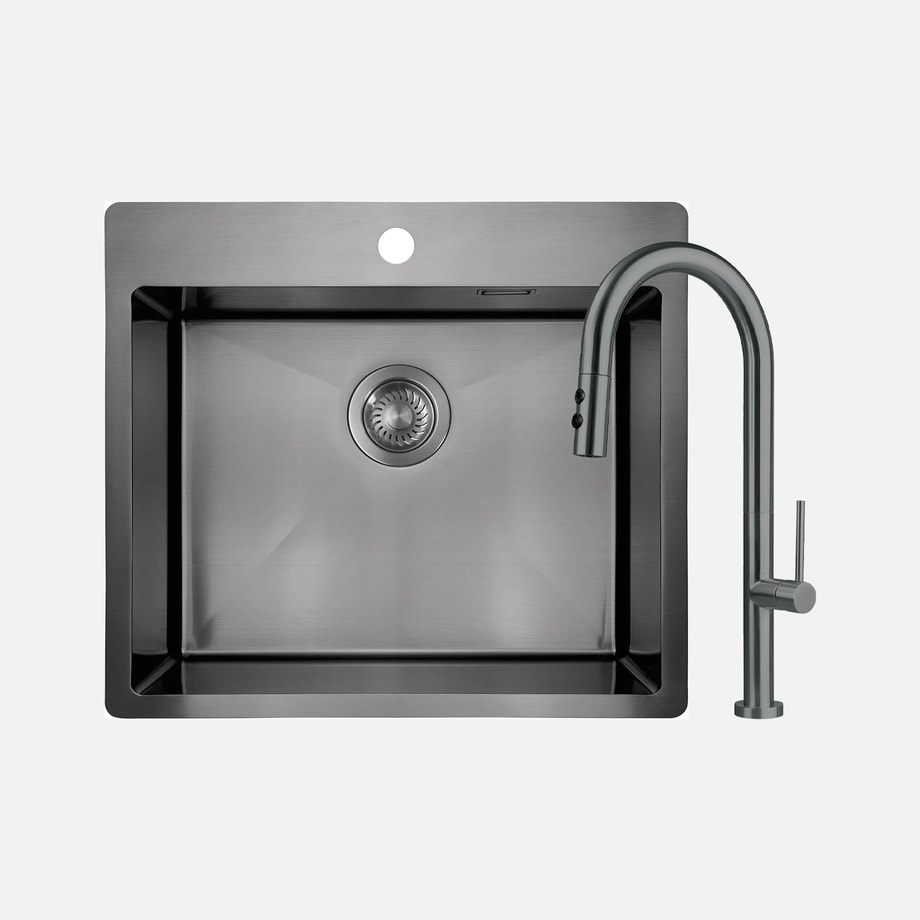 Zlewozmywak z baterią wielofunkcyjną OLFATO PRECIOUS TITANIUM 55x50,5 cm - 1