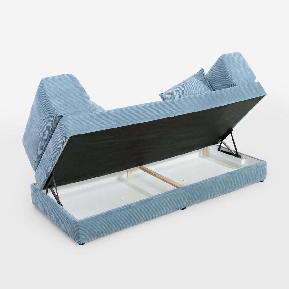 Sofa 3-osobowa z 2 pufami jasnoniebieska CITY - 7
