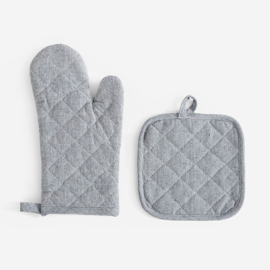 Rękawica kuchenna z podkładką JEANS COLLECTION szara - 1