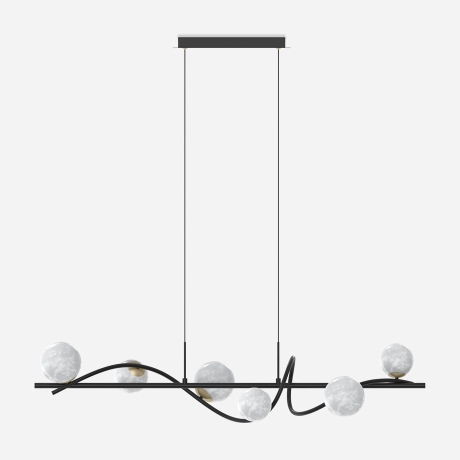 Lampa wisząca 6 kloszy kule czarno-złota NISYRO - 1