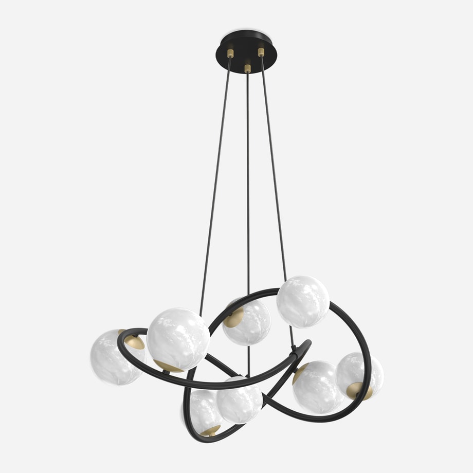 Lampa wisząca 8 kloszy kule czarno-złota NISYRO - 4