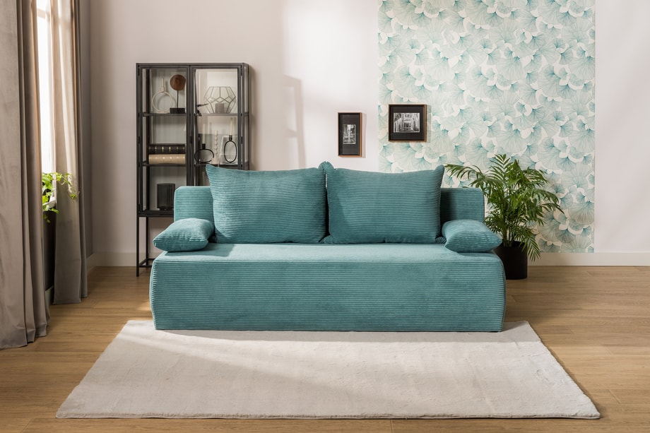 Sofa sztruksowa turkusowa LIBIA - 2
