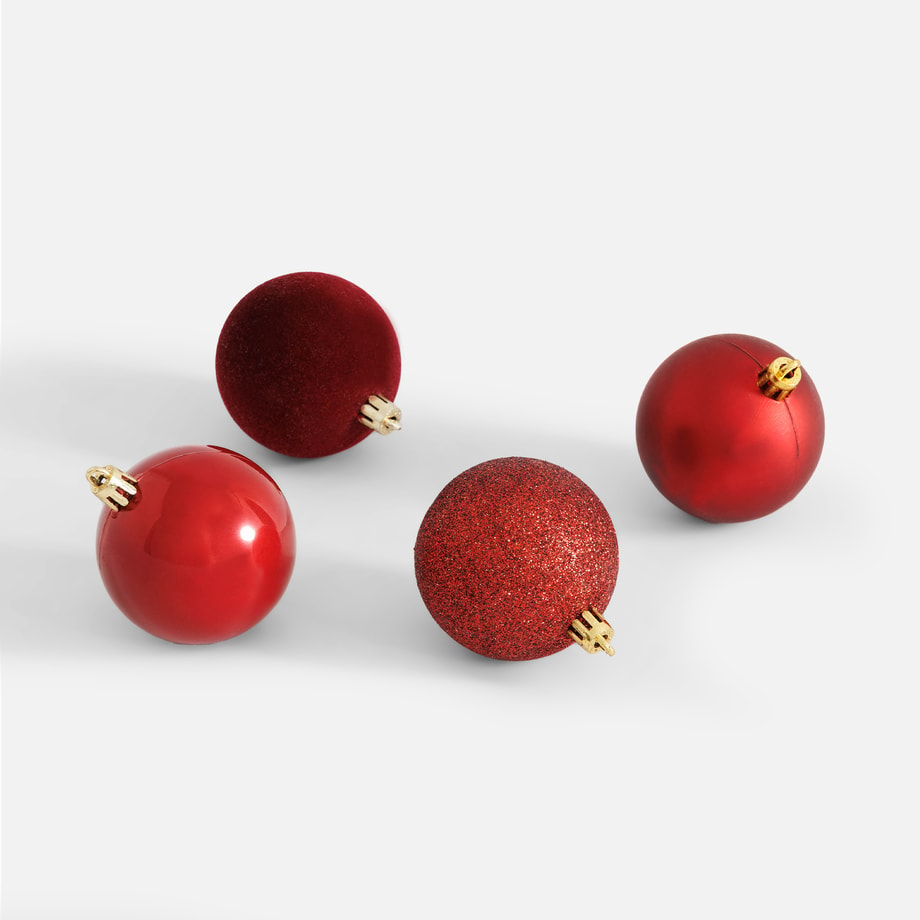 Bombki choinkowe, 6 cm, czerwone, 16 szt. - 1