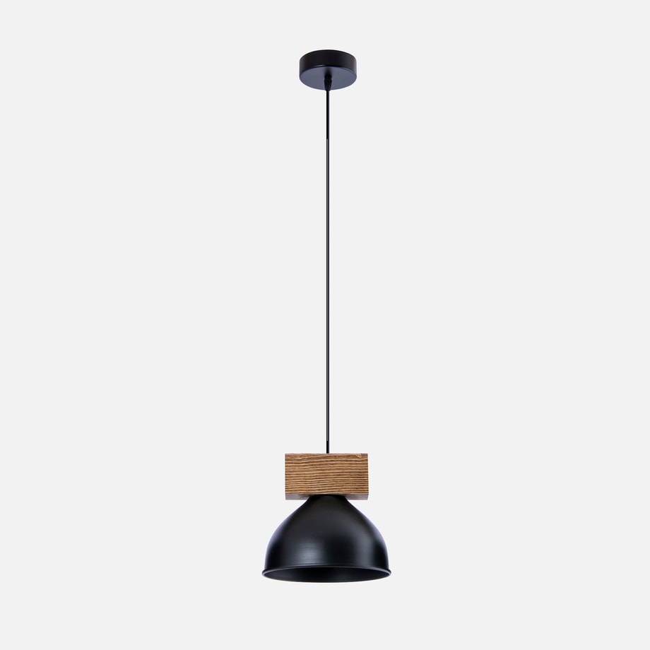 Lampa wisząca industrialna drewno jasne czarna W-DR - 1