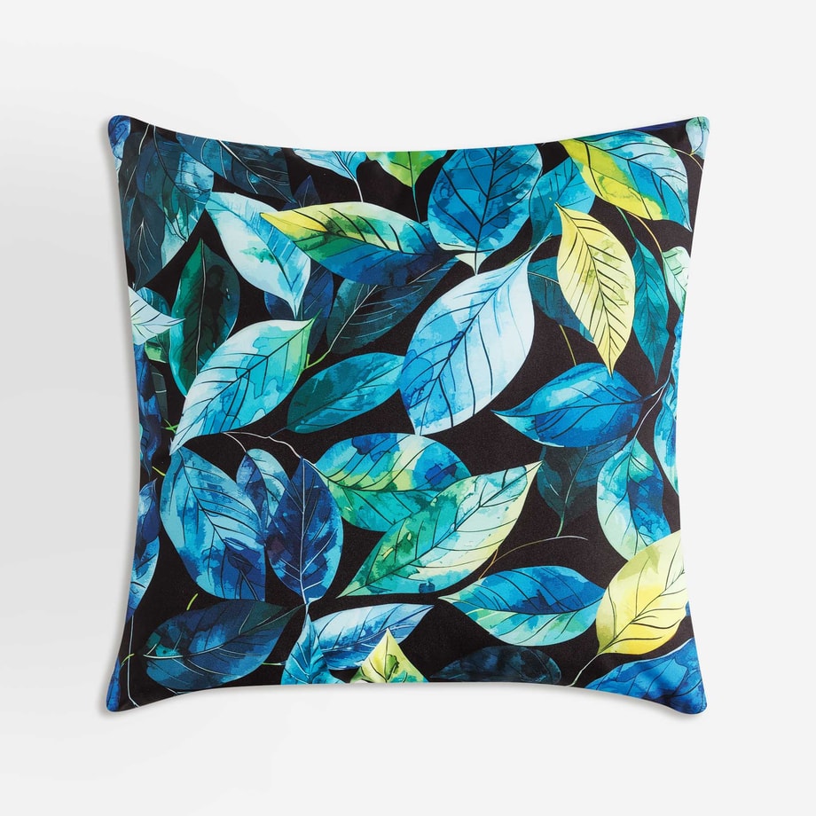 Poduszka czarna PALMERA outdoor w liście 45x45 cm - 1