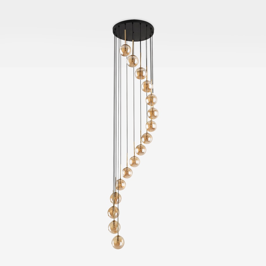 Lampa wisząca 16 kulistych kloszy złota AURORA - 1