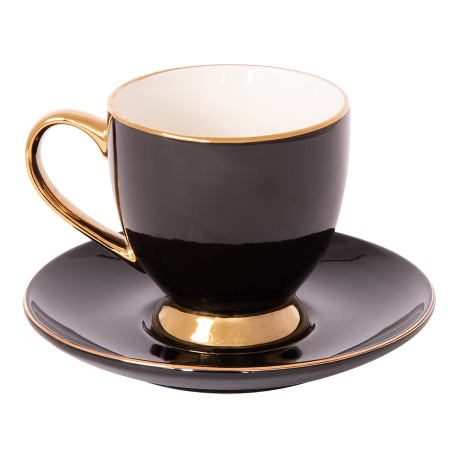 Filiżanka porcelanowa ze spodkiem czarna ROYAL 220 ml - 1