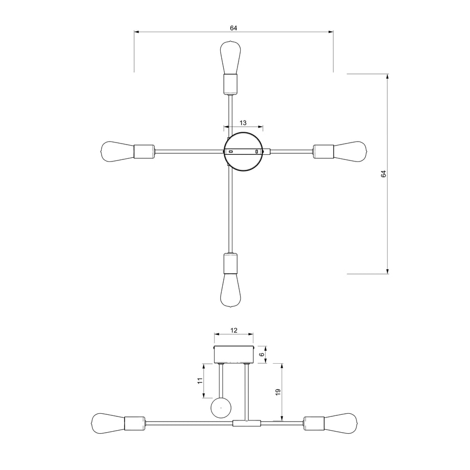 Lampa sufitowa loftowa czarno-złota FLAME - 6