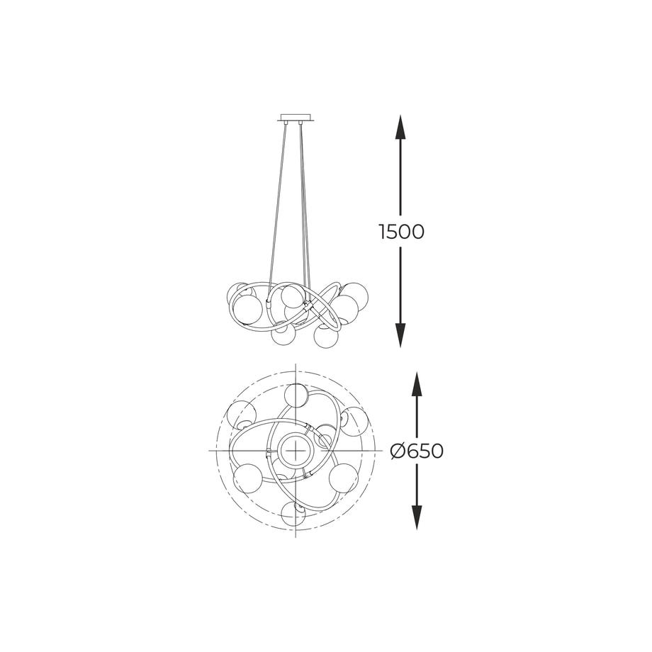 Lampa wisząca 8 kloszy kule czarno-złota NISYRO - 7