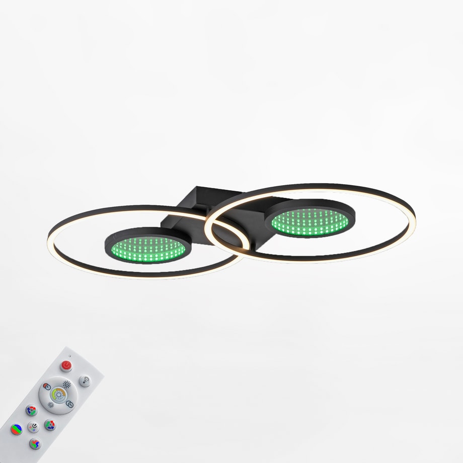 Lampa sufitowa LED RGB efekt głębi czarna TUNEL z pilotem - 1