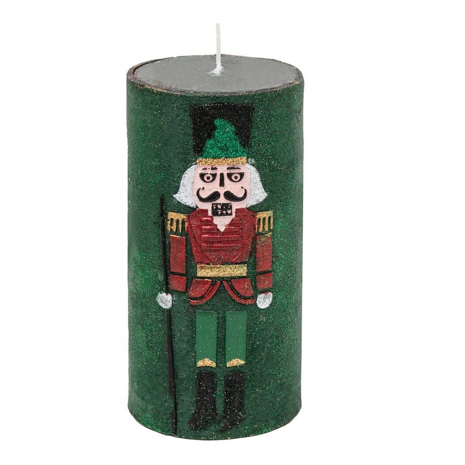 Świeca świąteczna walec zielony DZIADEK DO ORZECHÓW 6,5x14 cm - 1
