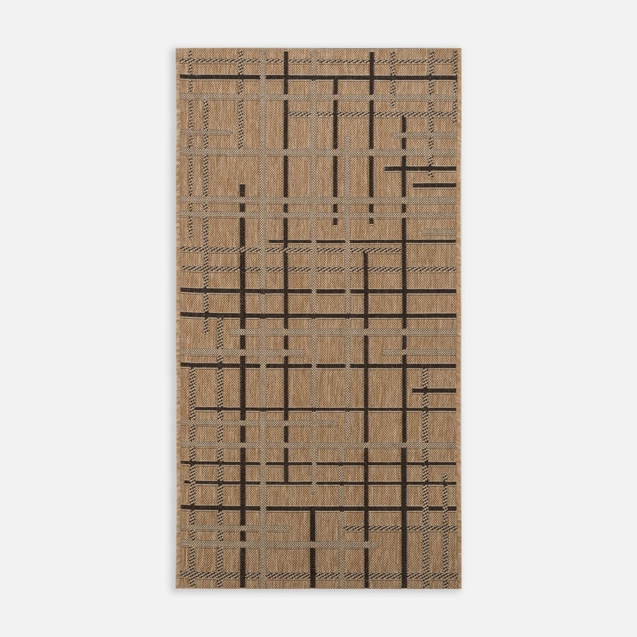 Dywan w kratę beżowy JUTA 80x150 cm - 1