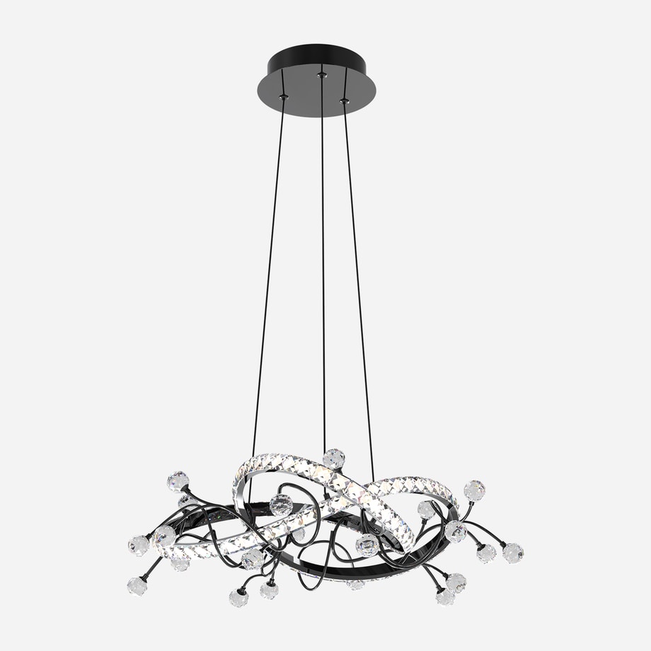 Lampa wisząca LED czarna chrom MAIA z pilotem - 1