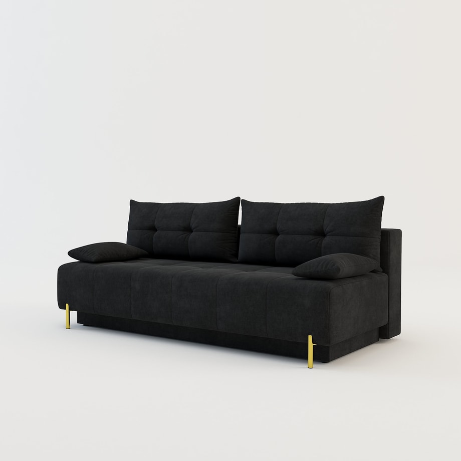 Sofa rozkładana 3-osobowa czarna ALFA - 2