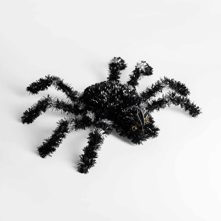 Dekoracja halloween PAJĄK czarno-srebrny 45 cm - 1