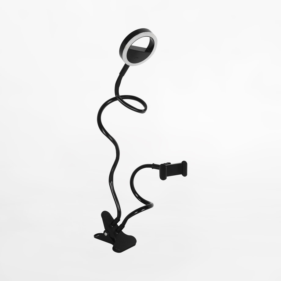 Lampa pierścieniowa LED do selfie z klipsem czarna - 1