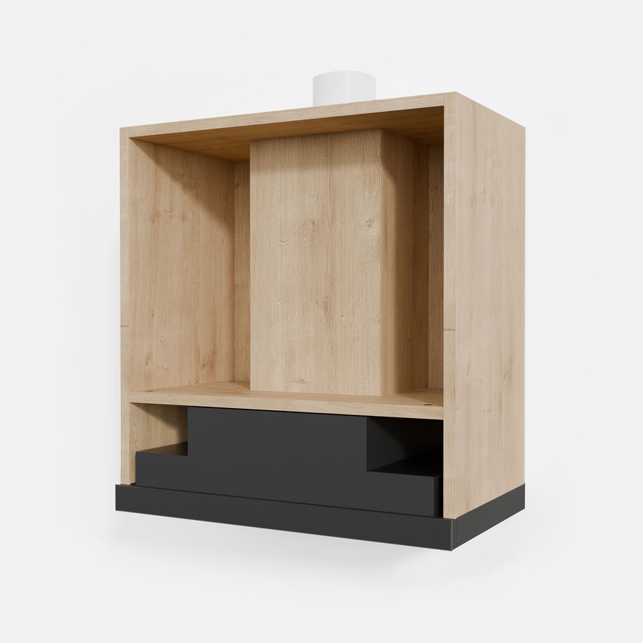 Korpus QUBIK 60x60 dębowy z okapem czarnym OKPZH17EF  - zdjęcie 1