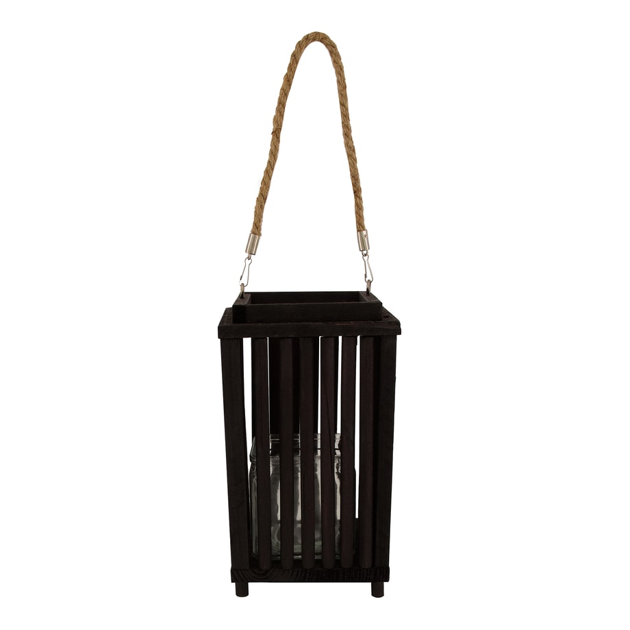 Latarenka drewniana czarna 26 cm - 1