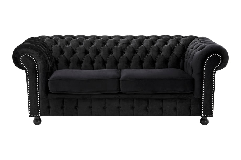 Sofa glamour rozkładana czarna CHESTER - 1