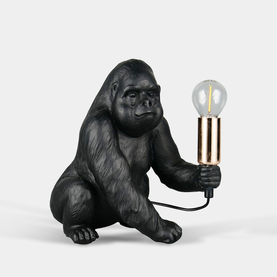 Lampa stołowa czarna KONG widoczna od frontu.